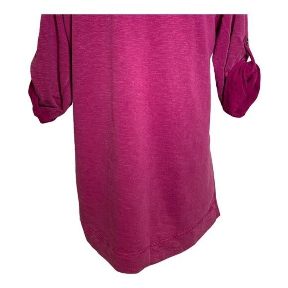 Orvis Cotton V Neck Tunic Sweatshirt Purple Pink Small Casual 3/4 Sleeve - Picture 6 of 8